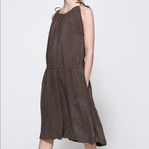 Objects Without Meaning Hi-Neck Halter Dress Gathered Green Lagenlook sz Medium